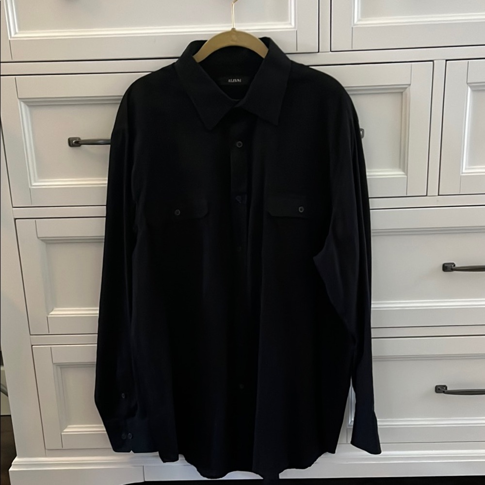 Alfani Black Casual Button Down Shirt